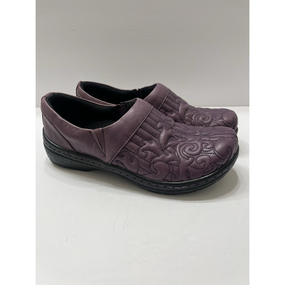 Klogs USA Women's Quilted Mission Plum Clogs Leather Slip-On Professional Size 8